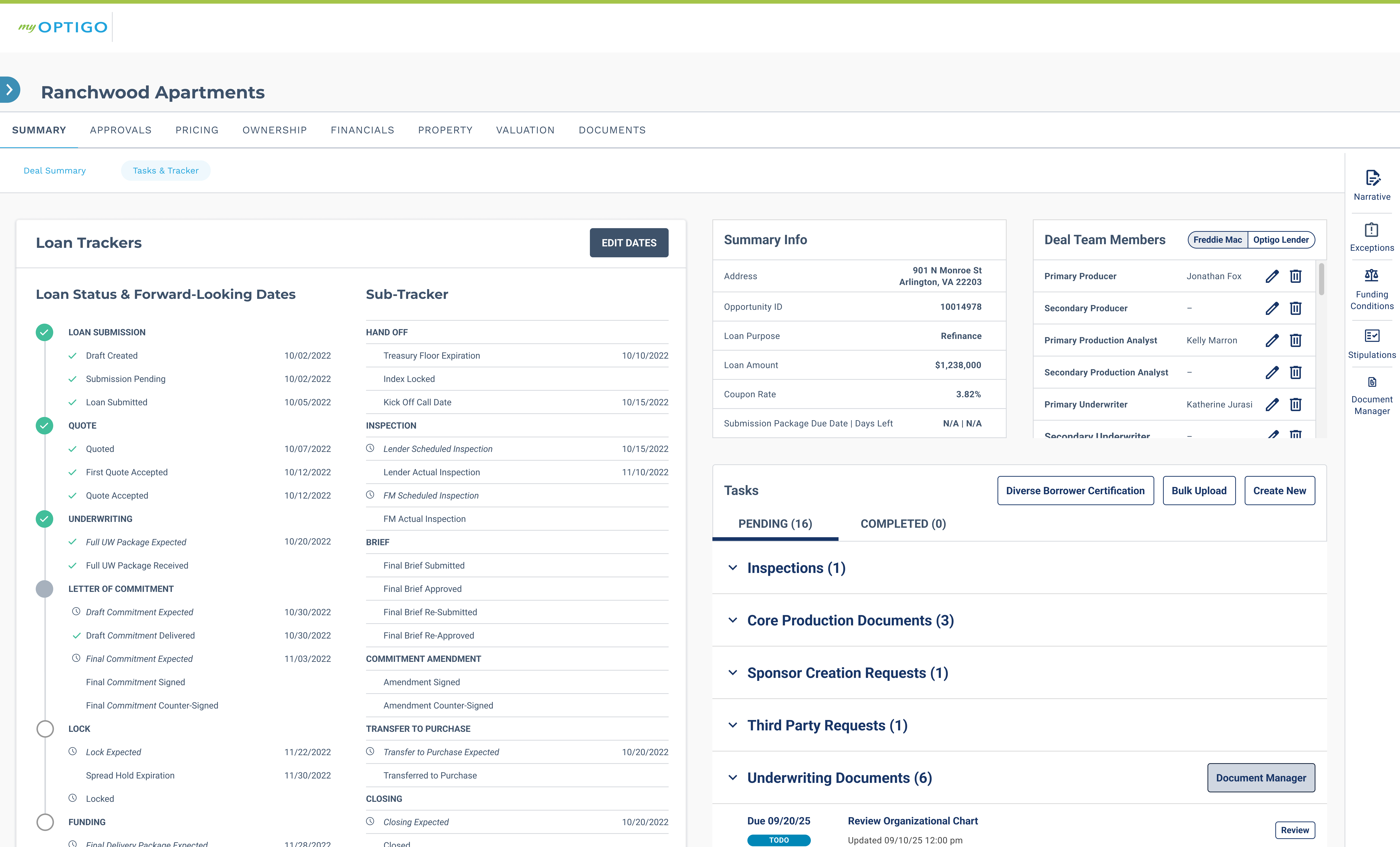 MyOptigo deal overview with Document Manager entry point