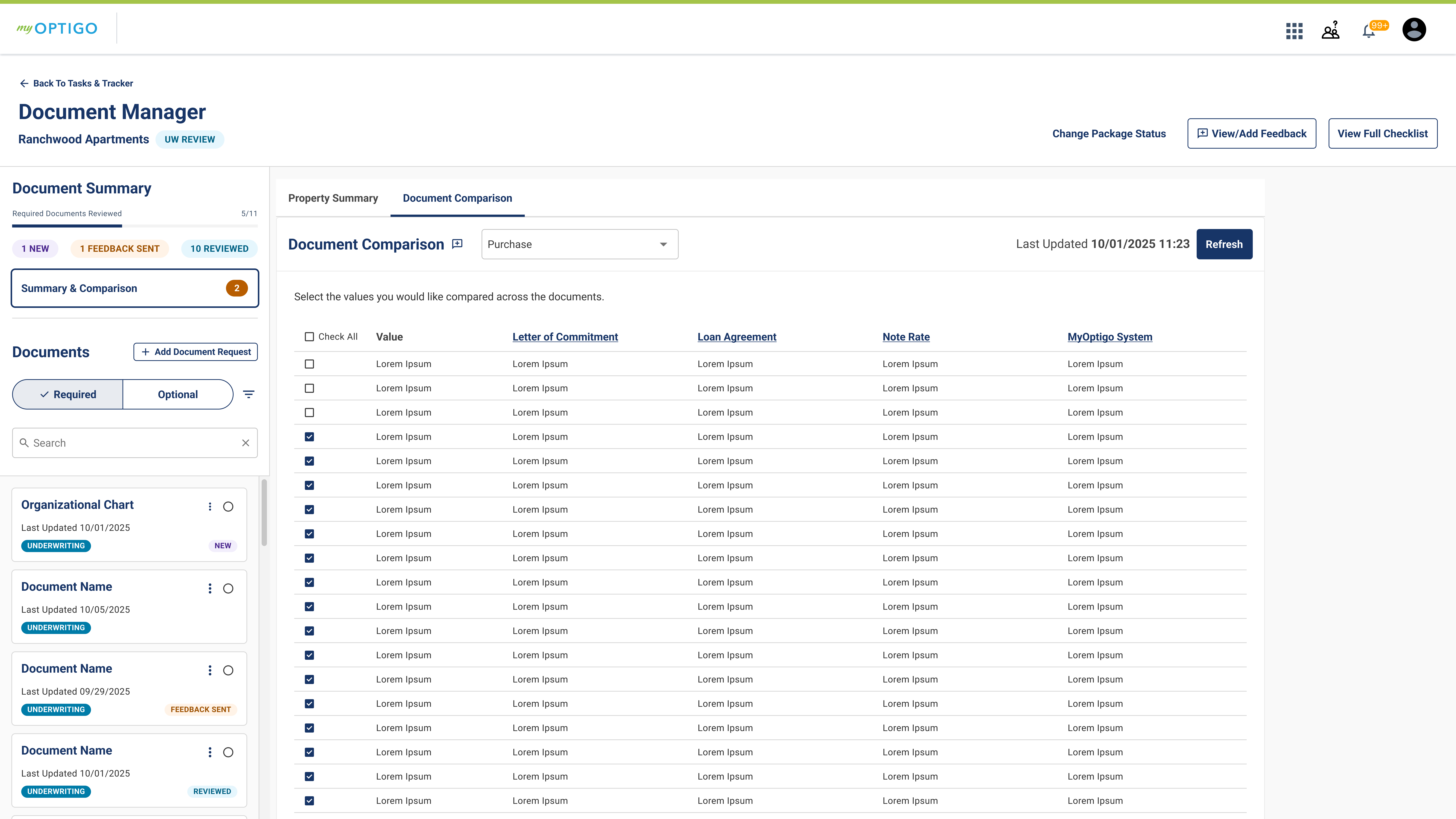 Document Comparison purchase view