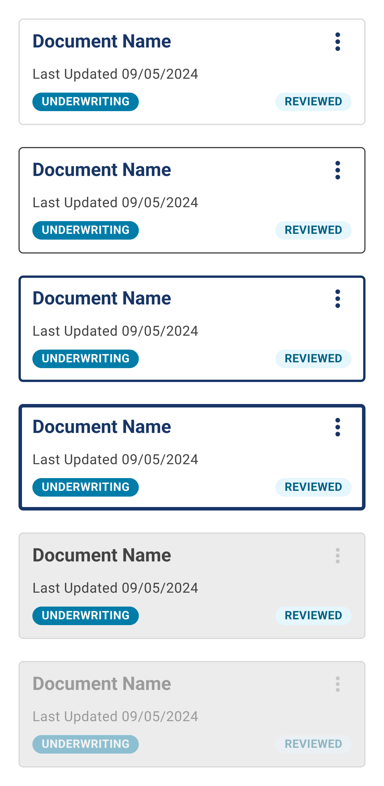Component: document card states